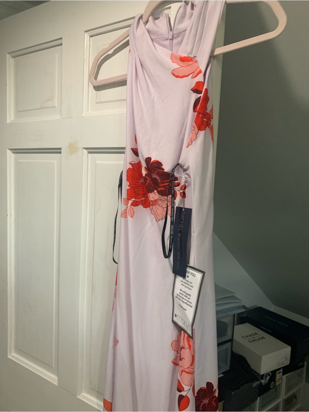 RACHEL Rachel Roy Lavender Dress with Red & Coral Floral Print